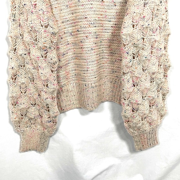 NWOT KORI Flecks of Rainbows Sweater Confetti Chunky Knit Balloon Sleeves Top- M - Picture 8 of 10